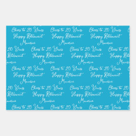 Bejubeln bis 20 Jahre Marine Blue Happy Rentierung Geschenkpapier Set