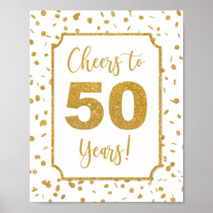 Bejubeln bis 50 Jahre Gold Confetti Party Sign Poster