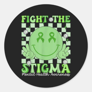 Bekämpfung der Stigma Groovy Smile Gesicht psychis Runder Aufkleber