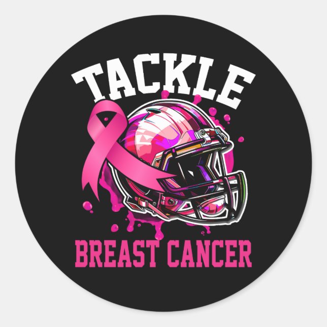 Bekämpfung des Brustkrebs im Fußball Pink Helme Runder Aufkleber (Vorderseite)