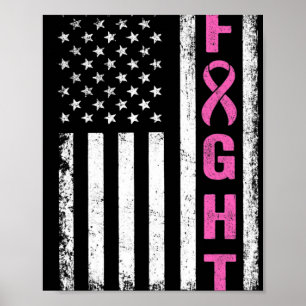 Bekämpfung des Brustkrebs unter amerikanischer Fla Poster