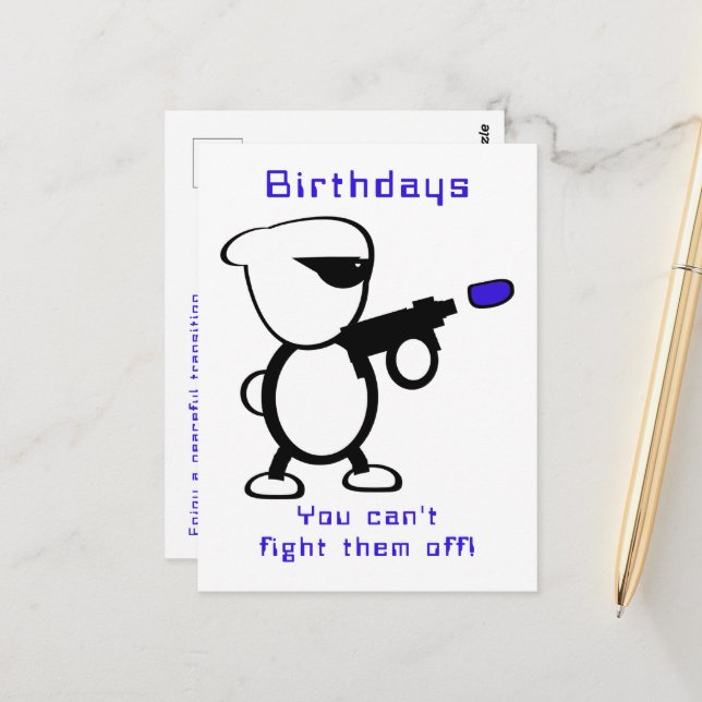 Bekämpfung von Alien Geburtstag Postkarte (Vorderseite/Rückseite Beispiel)