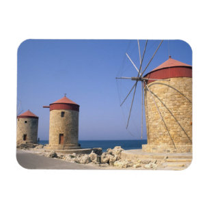 Bekannte alte Windmühlen von Rhodos, Griechenland Magnet
