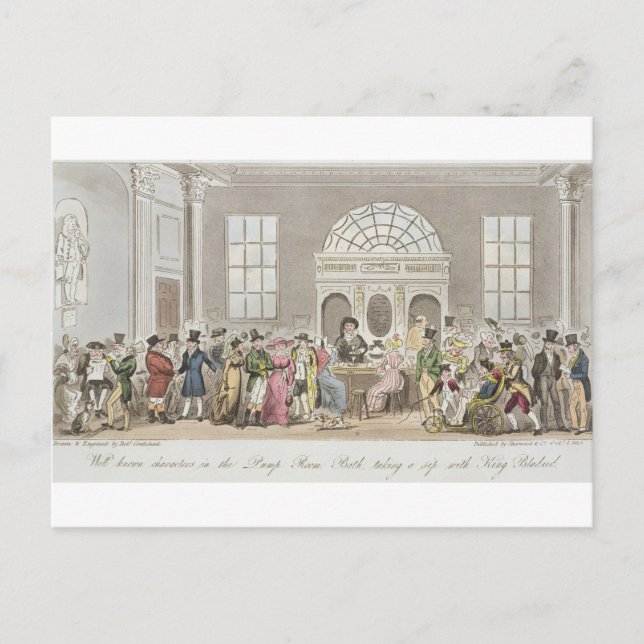 Bekannte Charaktere im Pump Room, Bath, Taki Postkarte (Vorderseite)