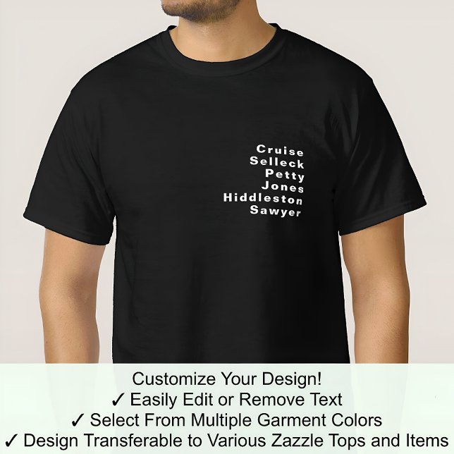 Bekannte Notable Custom Editable Surname List 06W T-Shirt (Von Creator hochgeladen)