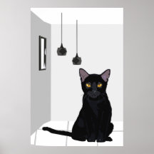 Bekannte schwarze Katze mit orangen Augen