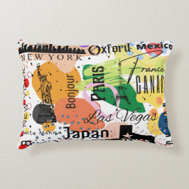 Bekannte Städte Lonon abstrakt orange grün Dekokissen