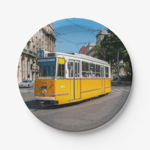 Bekannte Straßenbahn 2 in Budapest, Ungarn Pappteller