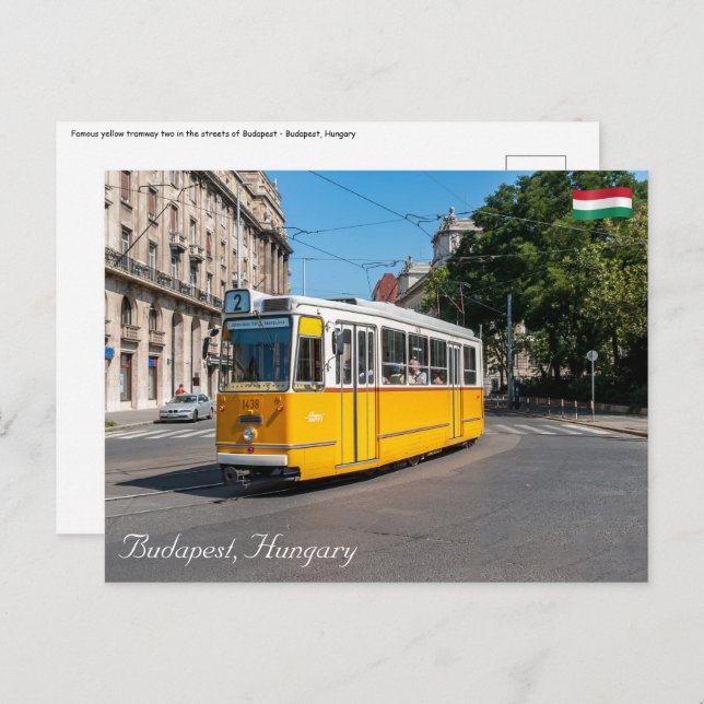 Bekannte Straßenbahn 2 in Budapest, Ungarn Postkarte (Vorne/Hinten)