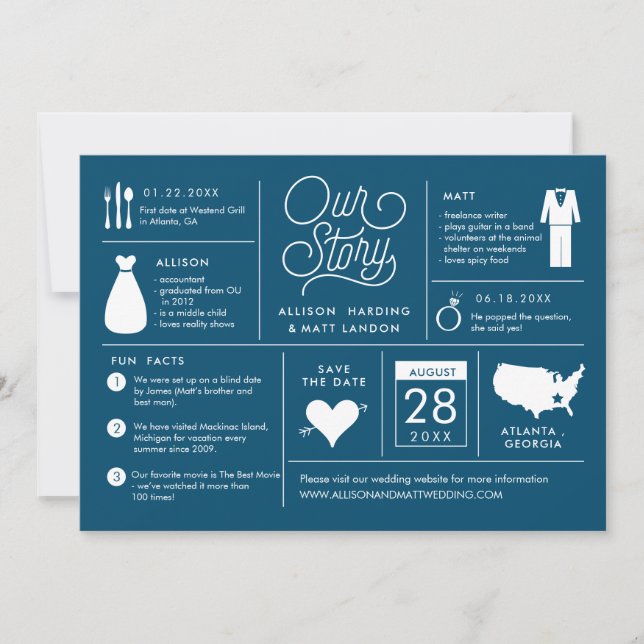 Bekanntgabe der Infografik Save the Date Verlobung (Vorderseite)