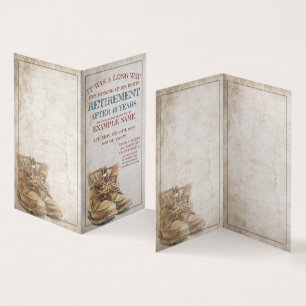 Bekanntgabe der Pensionierung mit alten Stiefeln