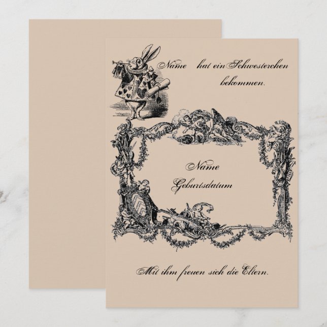 Bekanntgabe zur Geburt – Geburtskarte Einladung (Vorne/Hinten)