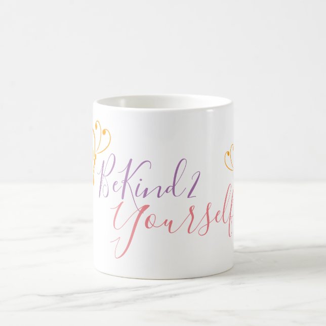 "BeKind2Yourself" weiße Tasse (Mittel)