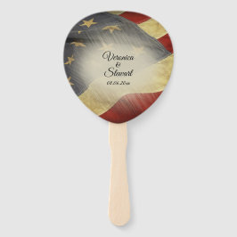 Beklagte Namen und Datum amerikanischer Flaggen Fächer