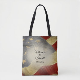 Beklagte Namen und Datum amerikanischer Flaggen Tasche