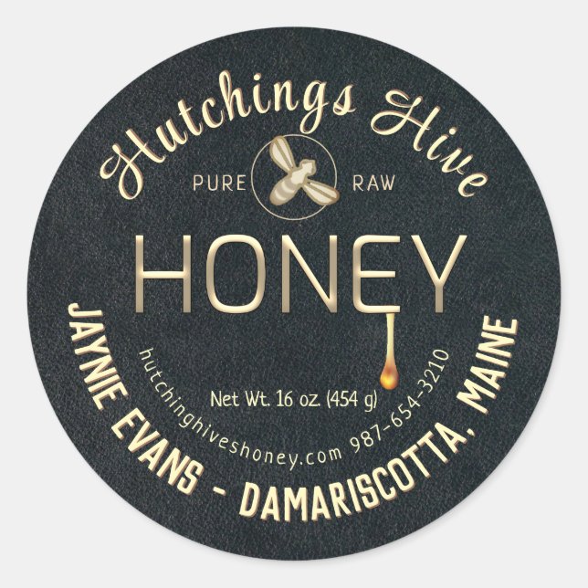 Bekleidete Bronze Driving Honey Label mit Biene Runder Aufkleber (Vorderseite)