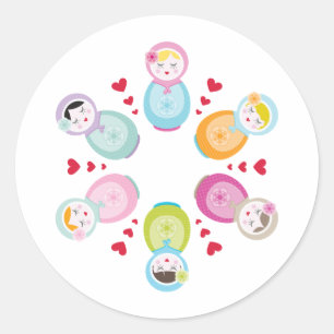 BEKLEIDUNG :: Babushka-Puppen - Mandala Runder Aufkleber