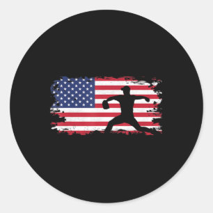 Bekleidung für Baseball der amerikanischen Flagge  Runder Aufkleber