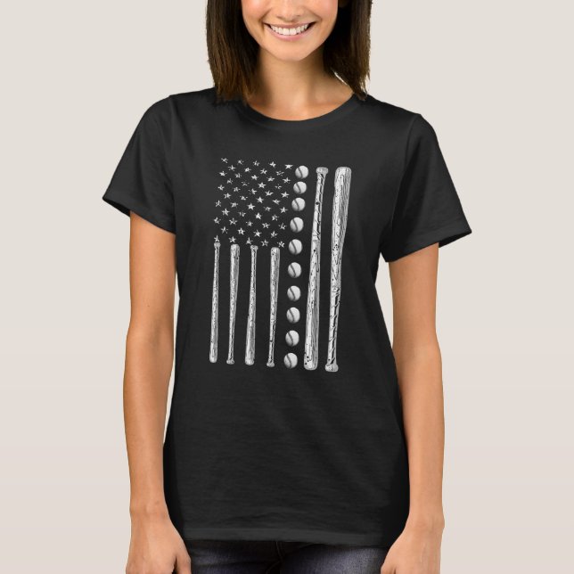 Bekleidung für Baseball der amerikanischen Flagge  T-Shirt (Vorderseite)