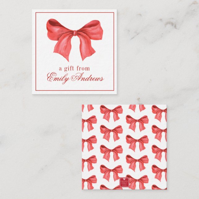 Bekleidung für Wasserfarben Red Bow Mitteilungskarte (Vorne/Hinten)