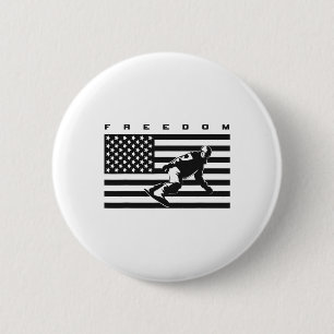 Bekleidung mit amerikanischer Flagge - Snowboarden Button