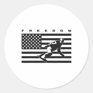 Bekleidung mit amerikanischer Flagge - Snowboarden Runder Aufkleber