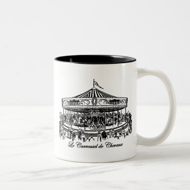 Bekleidung und Geschenke für französische Karussel Zweifarbige Tasse (Rechts)