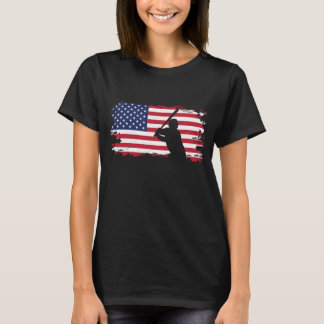 Bekleidung unter amerikanischer Flagge - Baseball T-Shirt