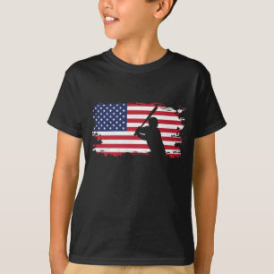 Bekleidung unter amerikanischer Flagge - Baseball T-Shirt