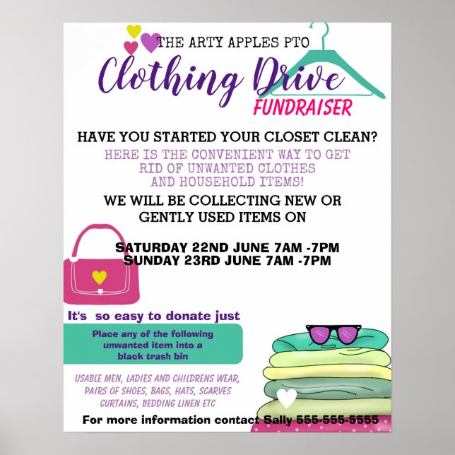 Bekleidungsantrieb PTA Schule Fundraising-Poster P Poster (Vorne)