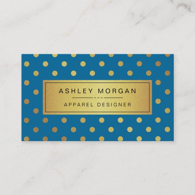 Bekleidungsdesigner - Royal Blue Gold Dots Visitenkarte (Vorderseite)