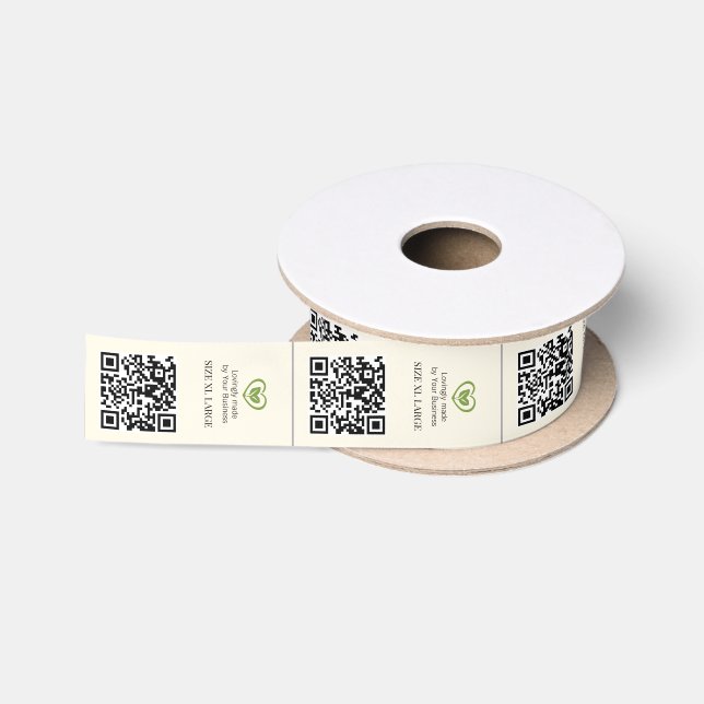 Bekleidungsetiketten Oberkragen QR Creme Satinband (Spule)