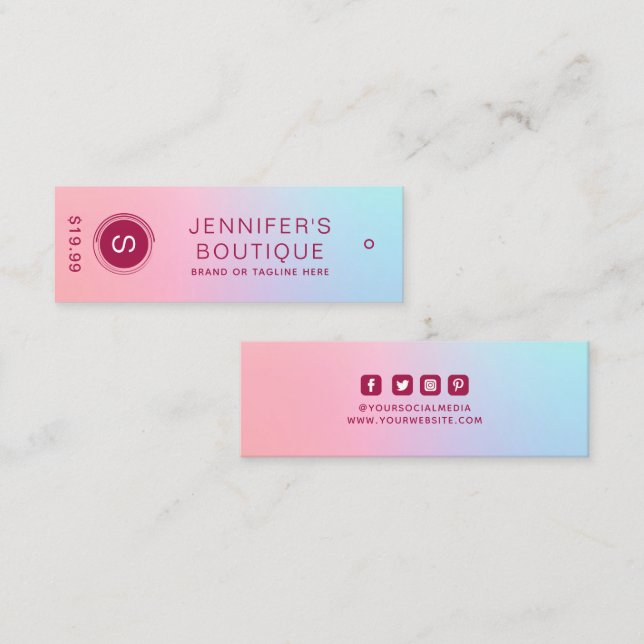 Bekleidungsmarken Kleine Unternehmen Pink Blue Omb Telefonnummerkarte (Vorne/Hinten)