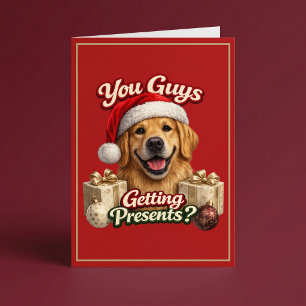 Bekommen ihr Jungs Geschenke? Lustiger Hunde-Weihn Karte