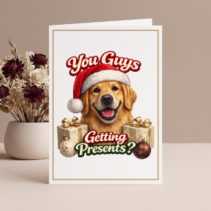 Bekommen ihr Jungs Geschenke? Lustiger Hunde-Weihn Karte