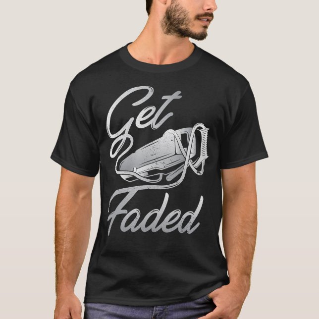 Bekommen Sie verblassten Barber Barbershop Friseur T-Shirt (Vorderseite)