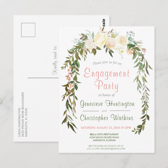 Bekundungspartei für das Blumenmuster Postkarte (Vorne/Hinten)