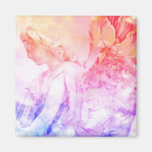 Bel aimant floral en pastel de gardien d'ange