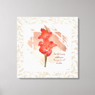 Bel art orange de mur de toile de cadre de feuille