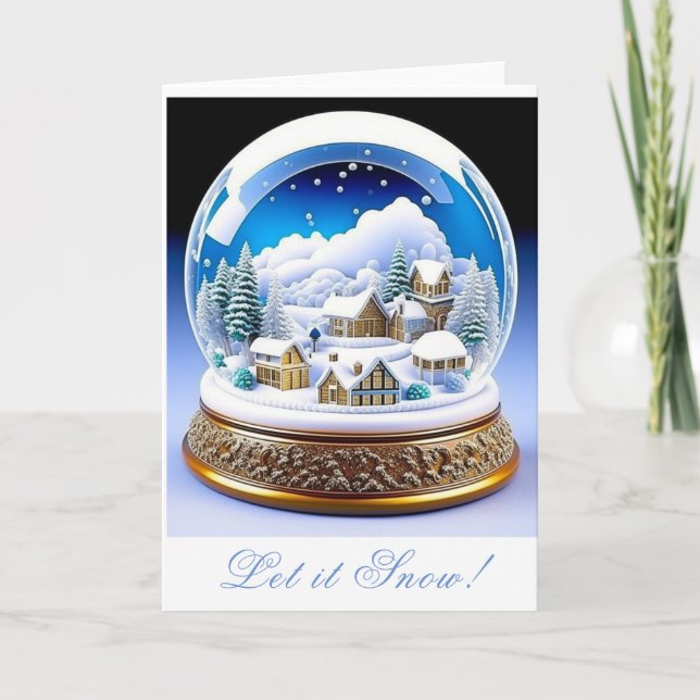 Bela Brown Christmas Snow Globe Karte (Vorderseite)
