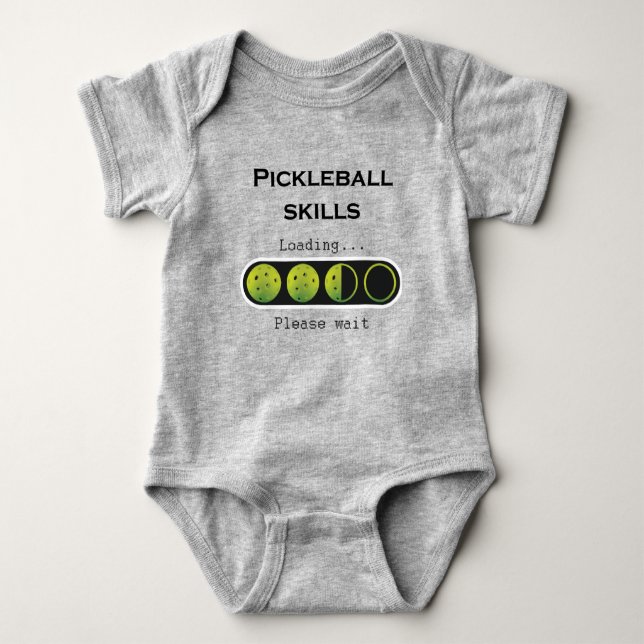 Beladung von Pickleball-Fähigkeiten - grün / grau Baby Strampler (Vorderseite)