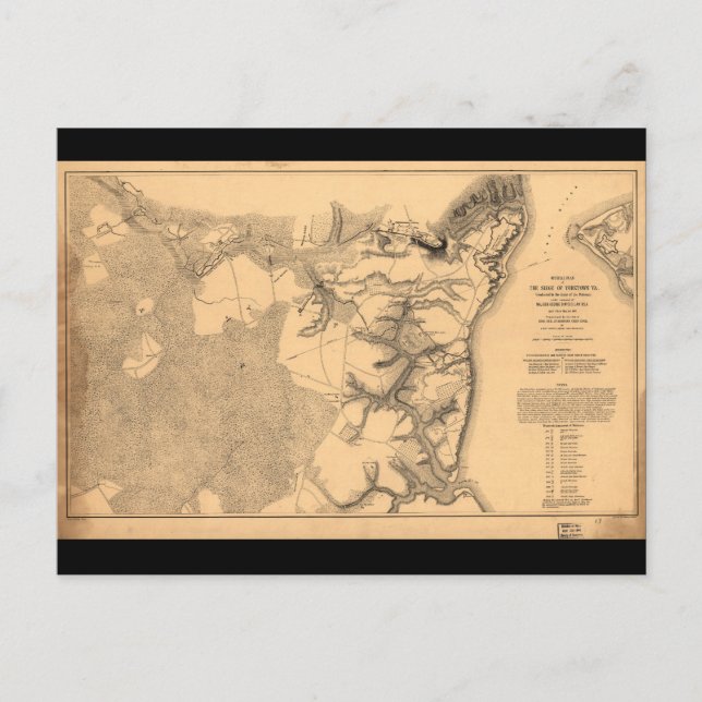 Belagerung der Yorktown Virginia Zivil War Map (18 Postkarte (Vorderseite)