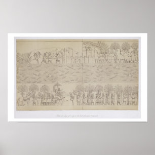 Belagerung einer Stadt am Ufer eines Flusses, Plat Poster