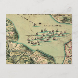 Belagerung von Quebec Map Postkarte