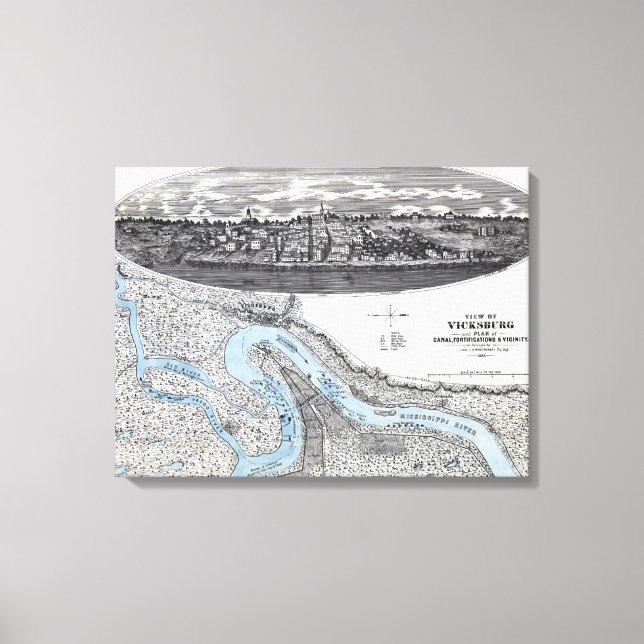 Belagerung von Vicksburg - Panoramabalkarte aus de Leinwanddruck (Vorderseite)