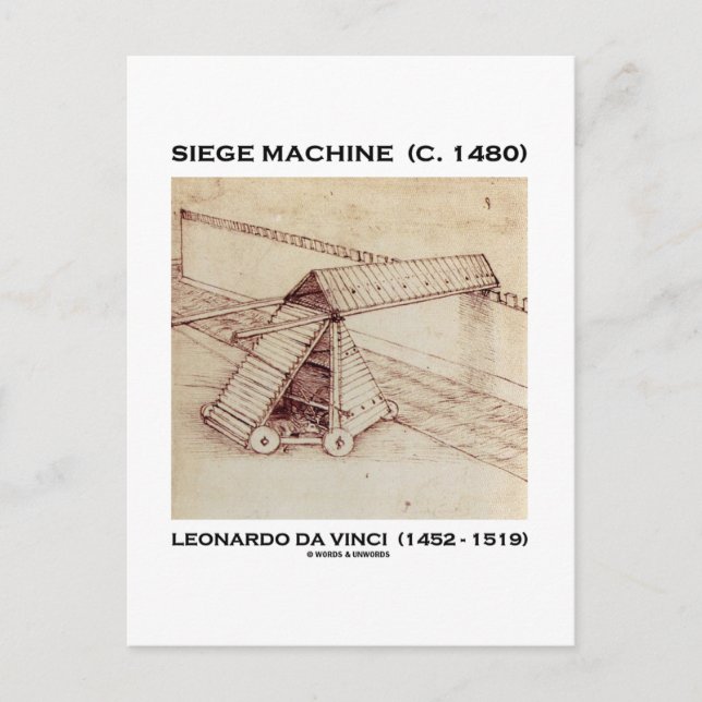 Belagerungsmaschine (C. 1480) Leonardo da Vinci Postkarte (Vorderseite)