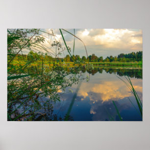 Bélarus Беларусь Paysage Nature Canal Affiche