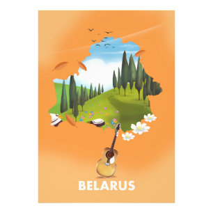 Belarus Karte Reiseplakat. Fotodruck