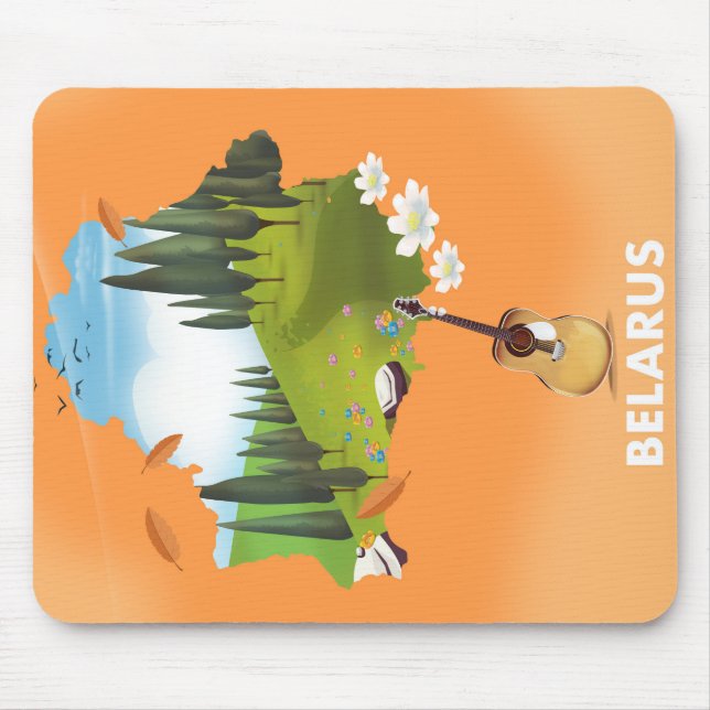 Belarus Karte Reiseplakat. Mousepad (Vorne)