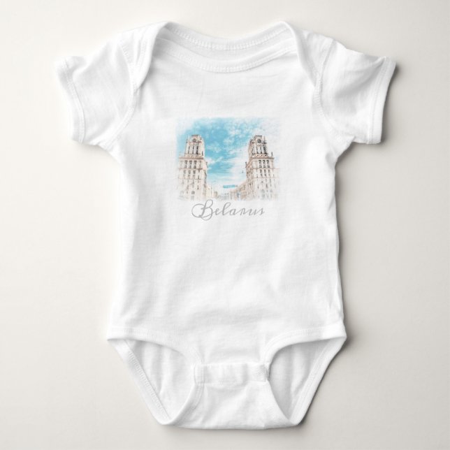 Belarus Minsk Architecture Baby Bodysuit Strampler (Vorderseite)
